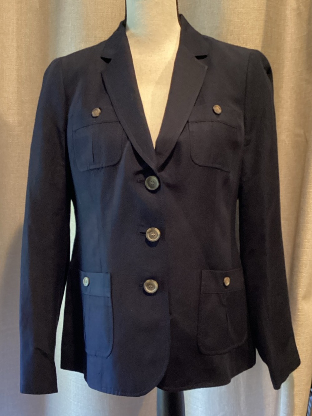 Talbots Navy Linen blazer, size 8.